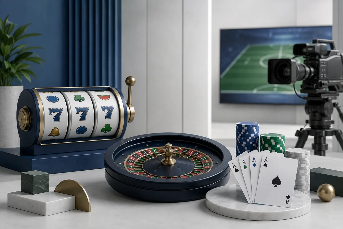 Kolase kategori slot, roulette, kartu, kasino langsung, dan olahraga yang bersifat generik